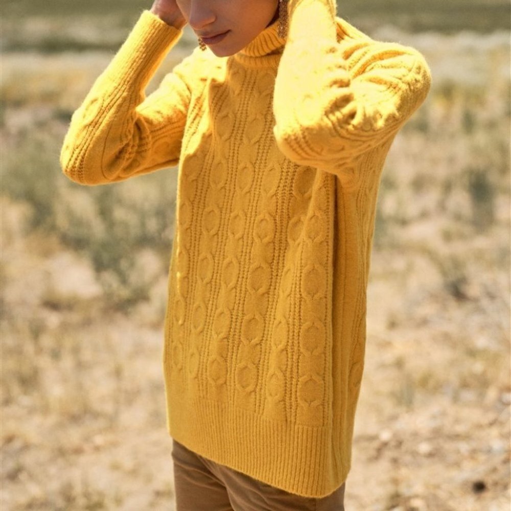 Yellow Cable Knit Sweater